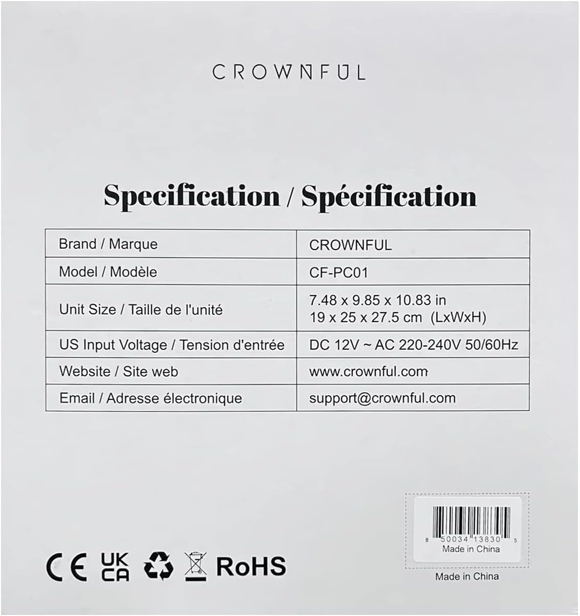 مینی یخچال CROWNFUL مدل CF-PC01