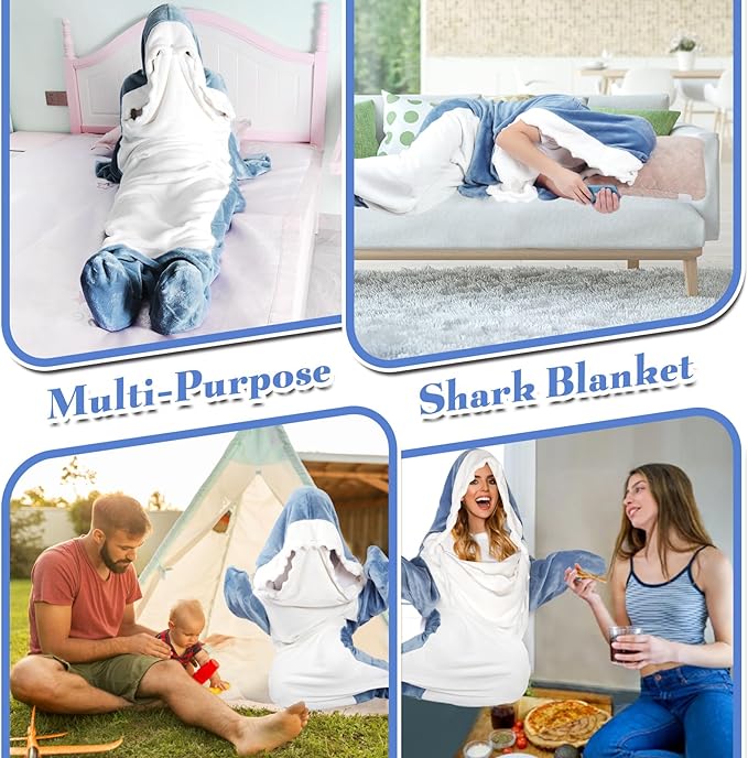 پتو کوسه DDMY مدلXL Blue Flannel Shark Blanket