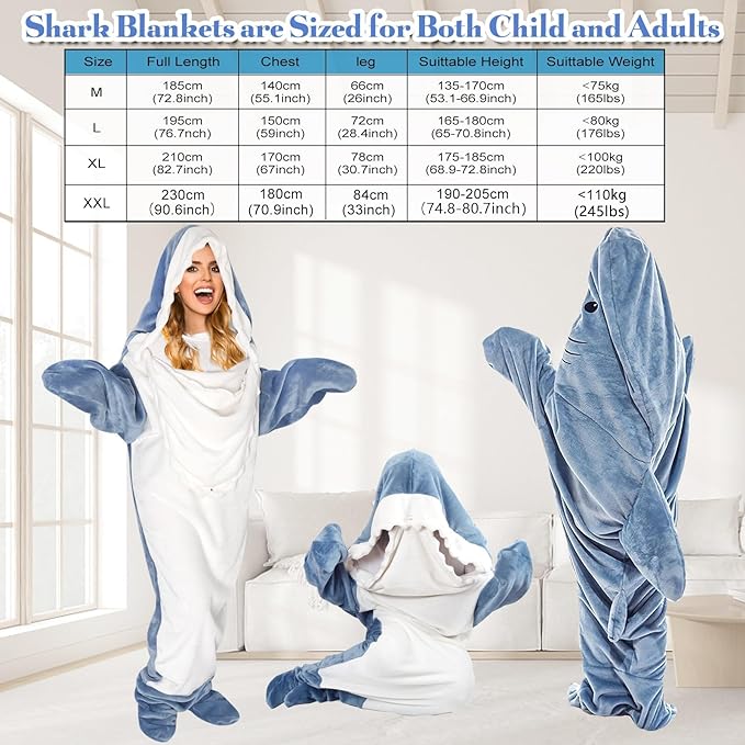 پتو کوسه DDMY مدلXL Blue Flannel Shark Blanket