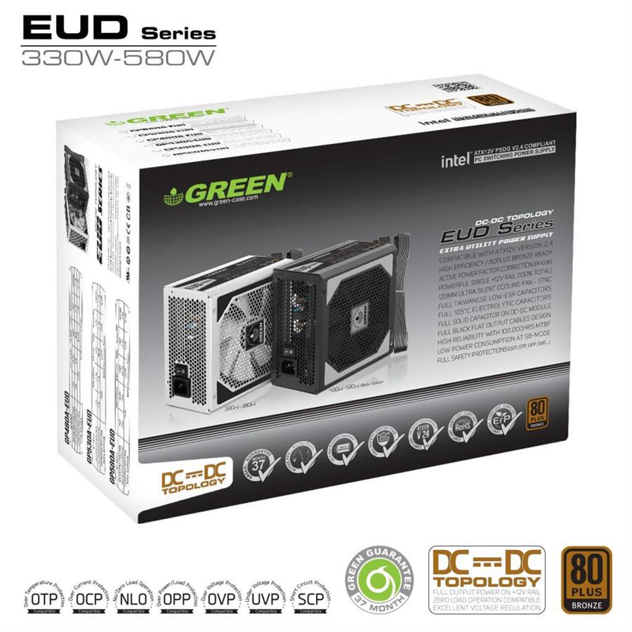 منبع تغذیه کامپیوتر گرین مدل GP530A-EUD 80 Plus Bronze توان 530 وات