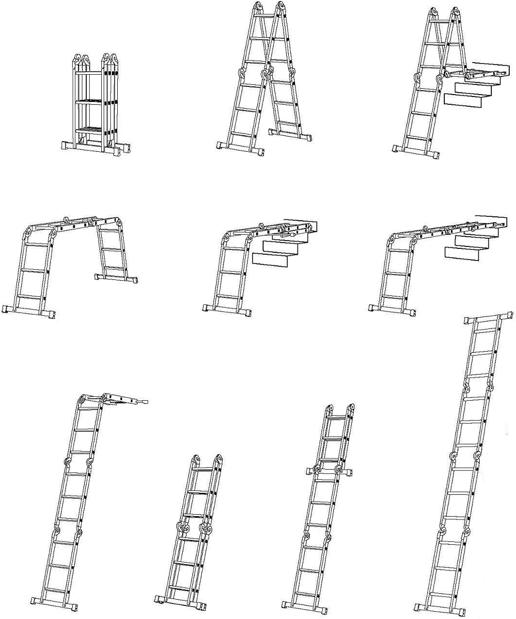 نردبان آلومینیومی چندمنظوره ورکمن (Workman) مدل 4×3 تاشو و قابل تنظیم