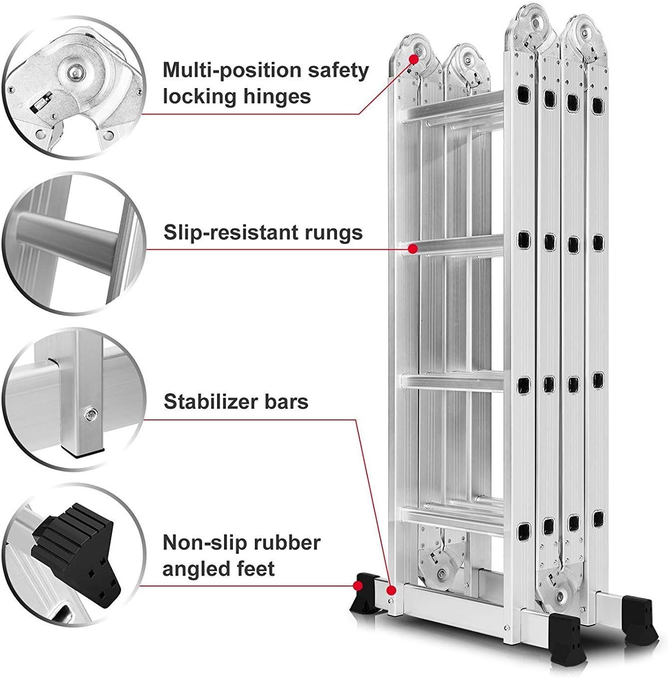 نردبان آلومینیومی چندمنظوره ورکمن (Workman) مدل 4×3 تاشو و قابل تنظیم
