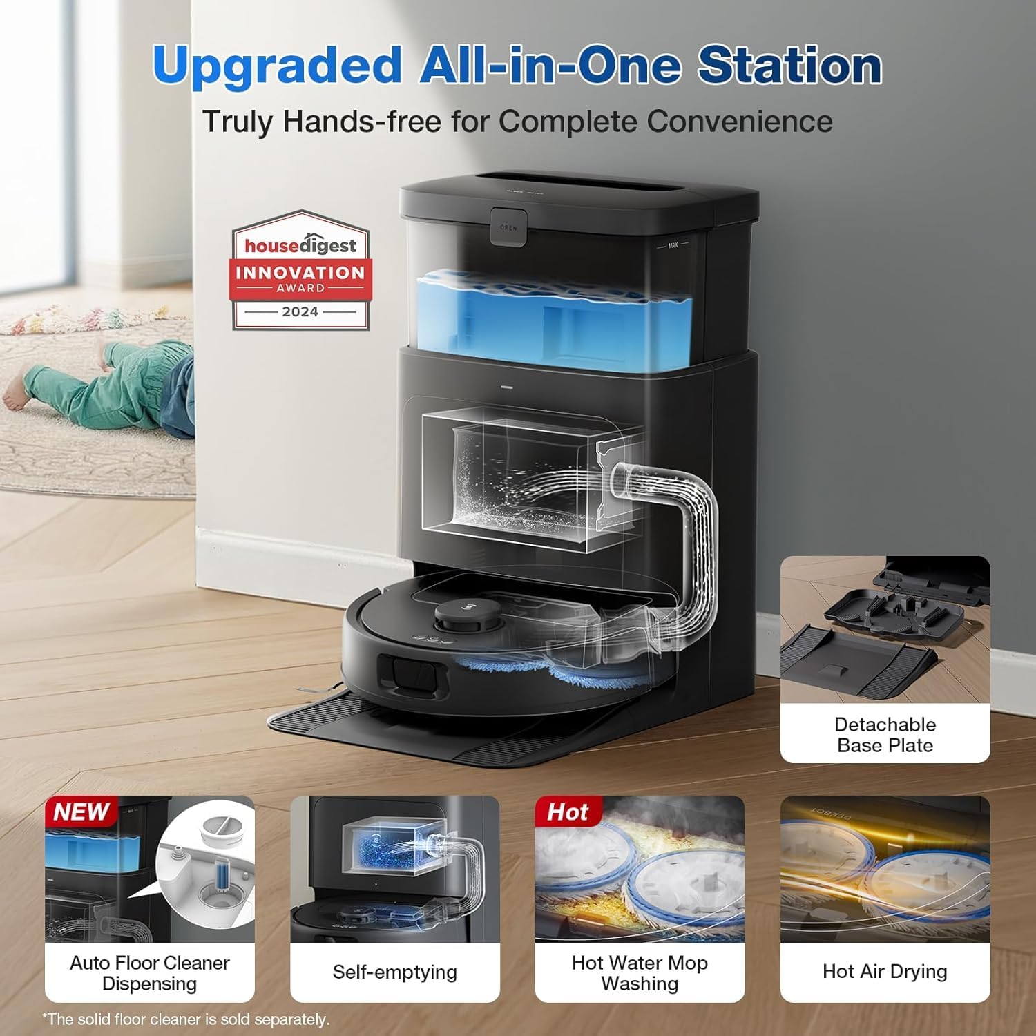 جاروبرقی رباتیک اکووکس (ECOVACS) با ZeroTangle، تخلیه خودکار و نظافت هوشمند