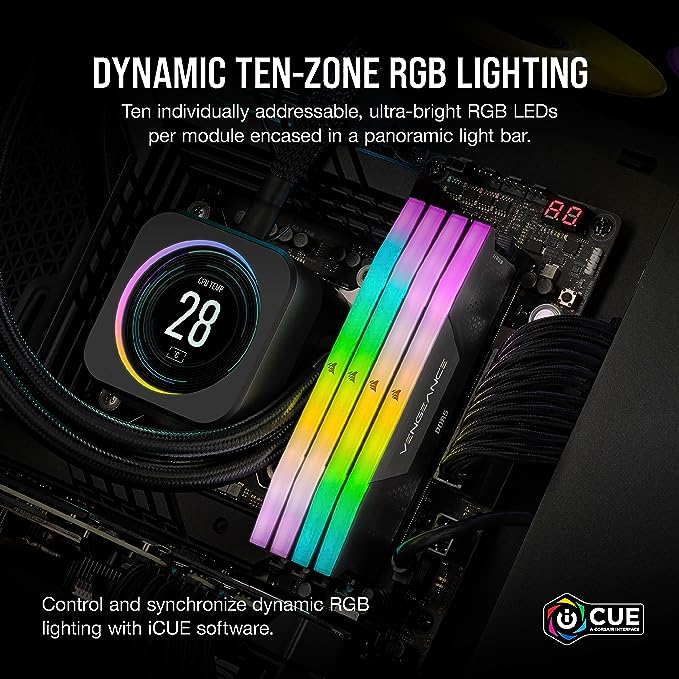 رم دو کاناله کورسیر مدل VENGEANCE RGB حافظه 32 گیگابایت فرکانس 6600 مگاهرتز
