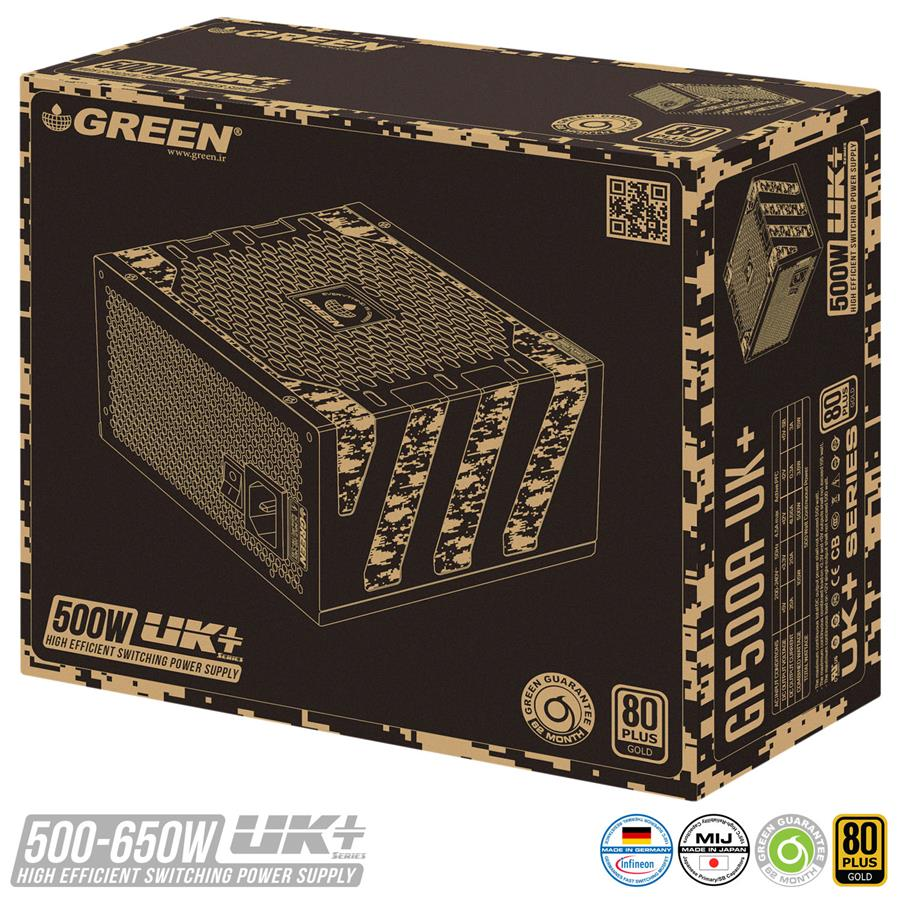 منبع تغذیه کامپیوتر گرین مدل GP500A UK Plus