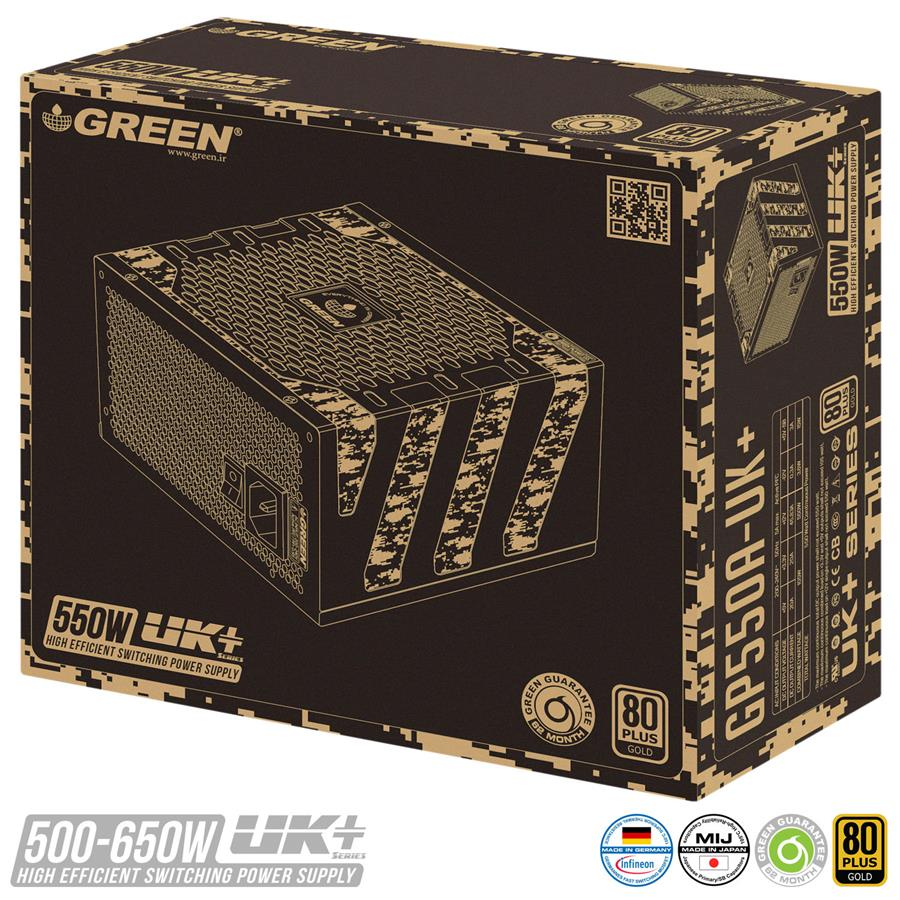 منبع تغذیه کامپیوتر گرین مدل GP550A UK Plus