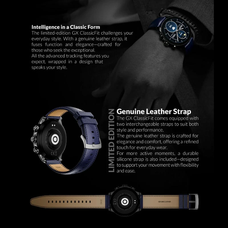 ساعت هوشمند گلوریمی مدل GX CLASSICFIT (LIMITED EDITION) بند چرمی