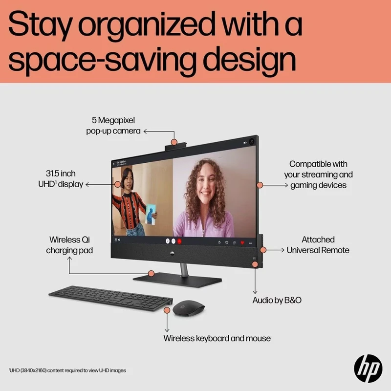 کامپیوتر همه کاره 32 اینچ اچ‌ پی مدل Pavilion 31.5 B1033nh-i7 13700T 32GB 1SSD RTX3050ti