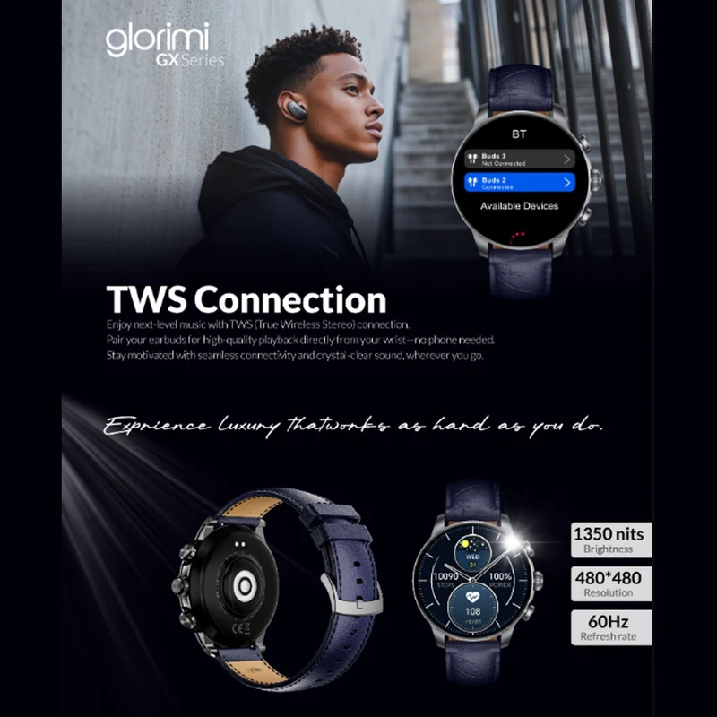 ساعت هوشمند گلوریمی مدل GX CLASSICFIT (LIMITED EDITION) بند چرمی