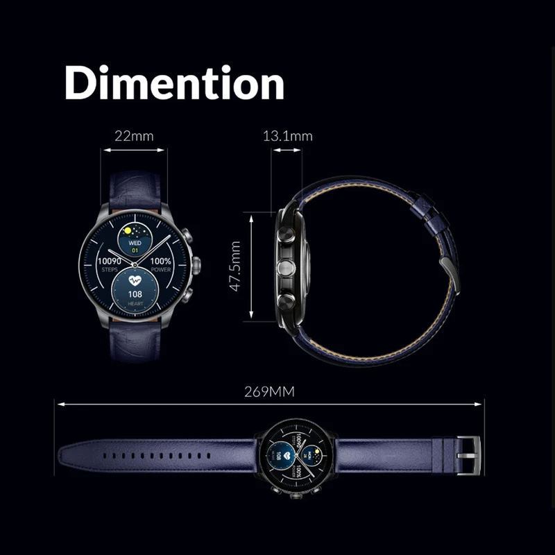 ساعت هوشمند گلوریمی مدل GX CLASSICFIT (LIMITED EDITION) بند چرمی