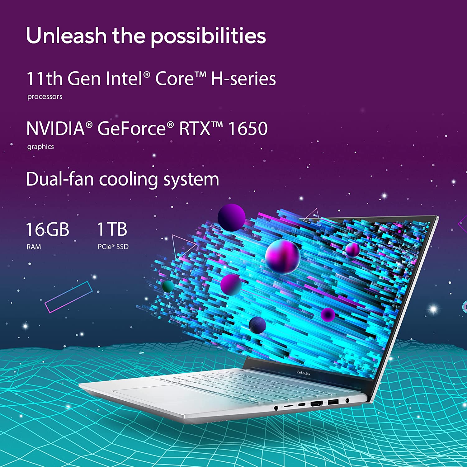 لپ تاپ 16 اینچی ASUS ایسوس مدل VivoBook Pro 16X M7600QE-A R5 (5600H)-16GB-512GB-4GB RTX 3050TI-OLED