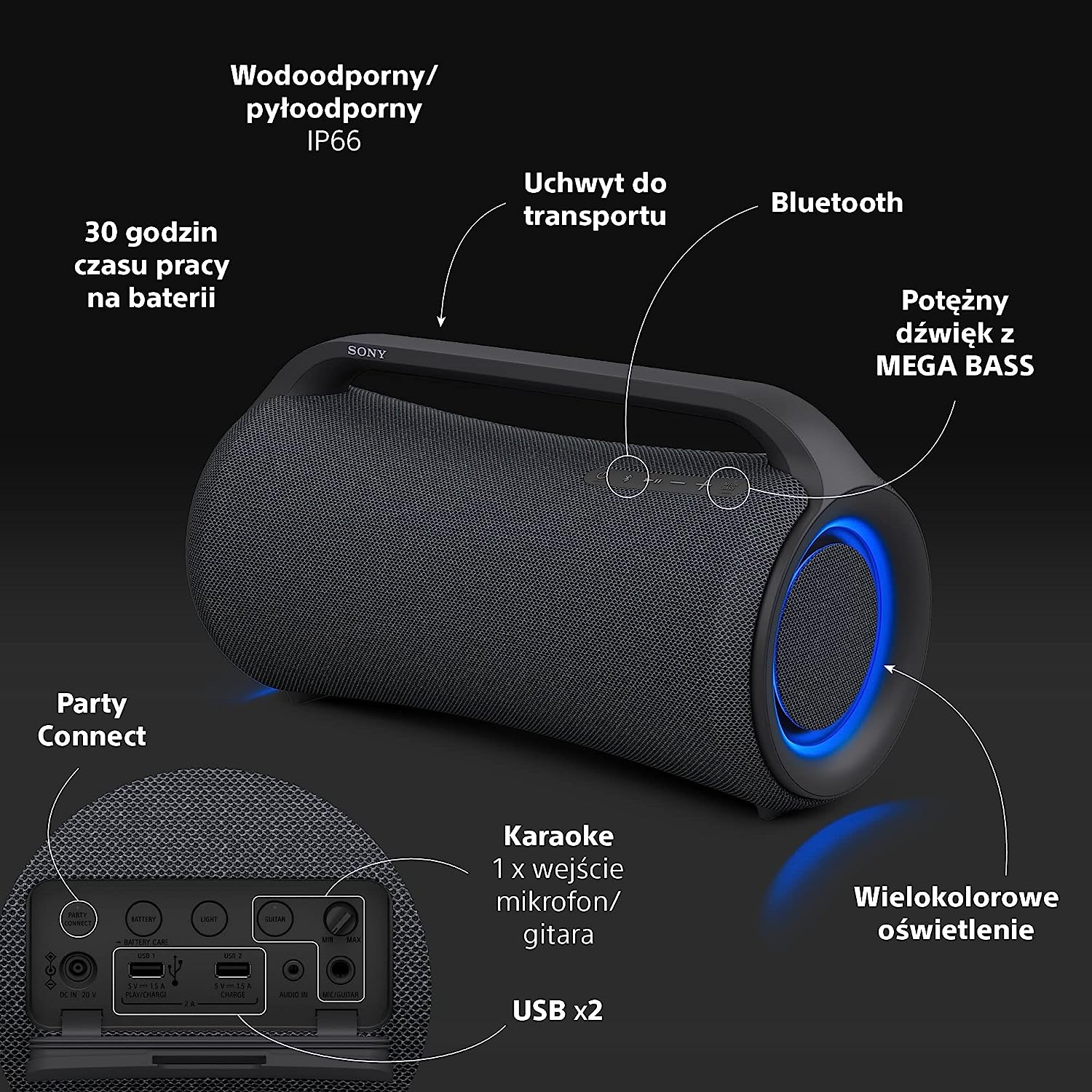 اسپیکر بلوتوثی قابل حمل سونی SONY SRS-XG500